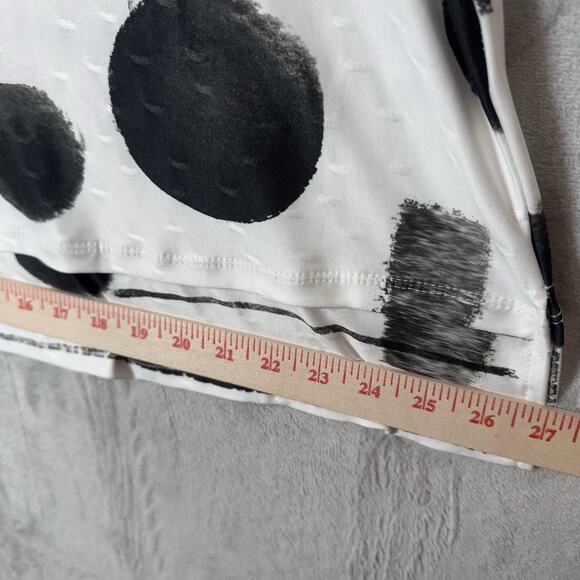 Jess & Jane Sleeveless Top Large Black White Cowl Neck Abstract Print Tunic Tank - Picture 8 of 10